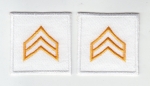 SGT Sergeant Chevron DARK GOLD on WHITE collar patches